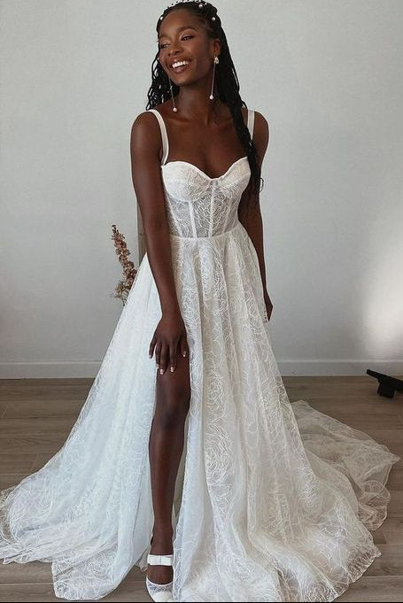 A-line Lace Wedding Dress With Straps