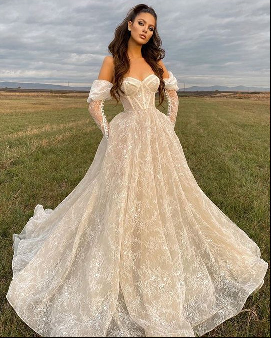 Stunning Lace Long Sleeves Wedding Dress