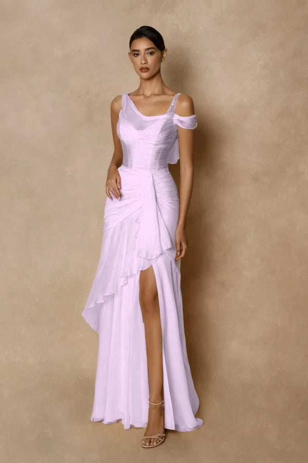 Wide shoulder straps Sleeveless Long Prom Dress