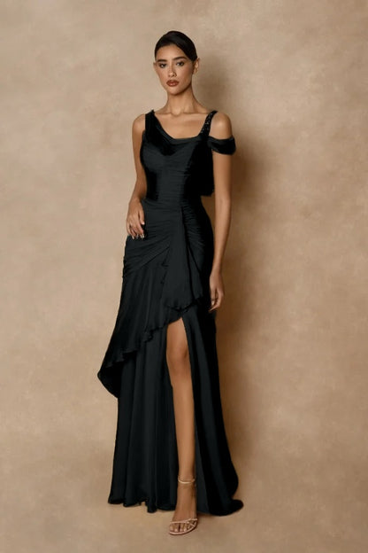 Wide shoulder straps Sleeveless Long Prom Dress