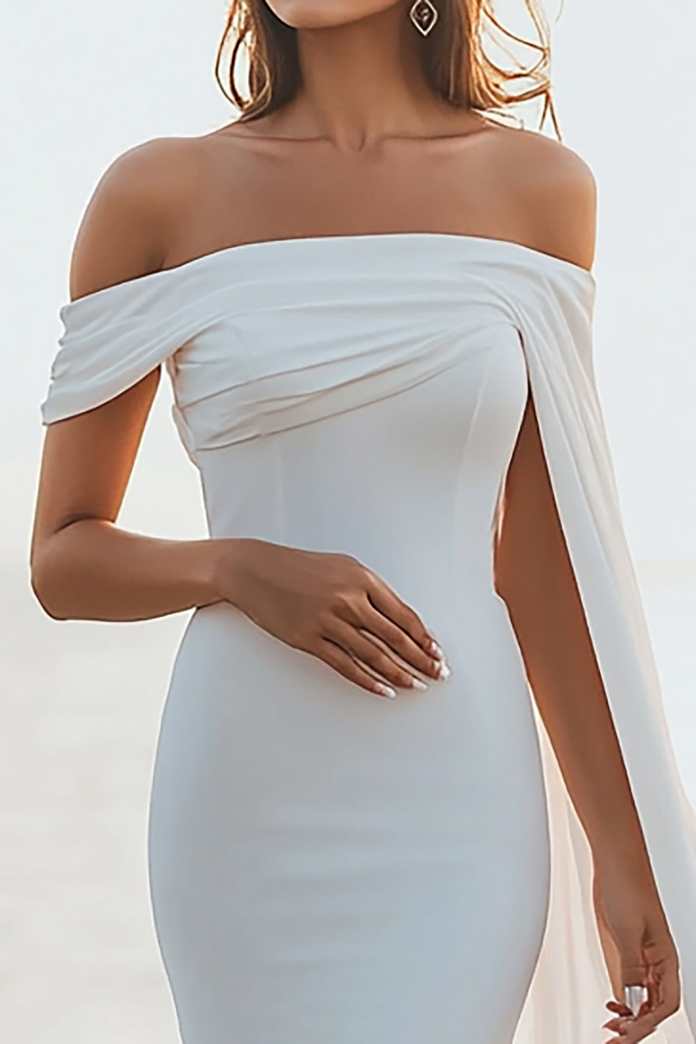 Off-Shoulder Strapless Mermaid Chiffon Bridal Dress