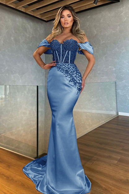 White Sweetheart Off the Shoulder Mermaid Evening Dress