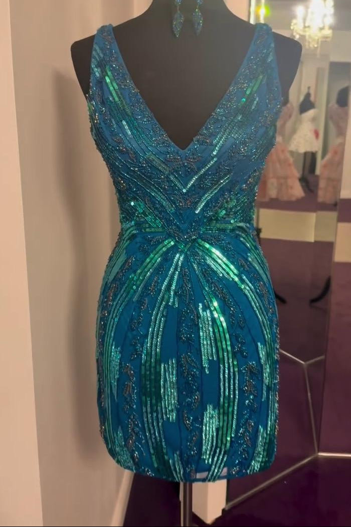 Elegant V-Neck Beaded Formal Gown