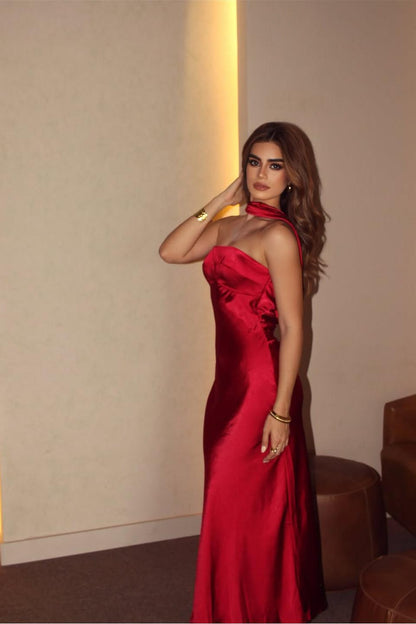 Halter Neck Strapless Sleeveless Long Mermaid Prom Dress With Pleated