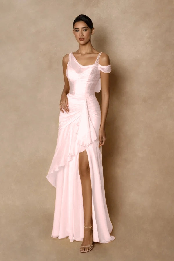 Wide shoulder straps Sleeveless Long Prom Dress