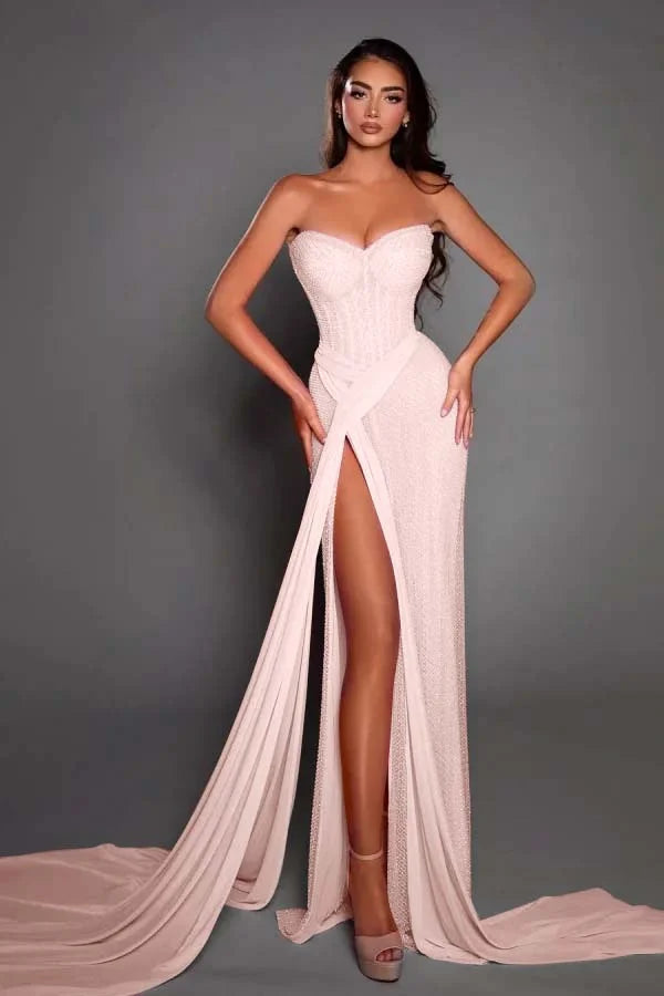 Gorgeous Pink Sweetheart Split Summer Prom Dress