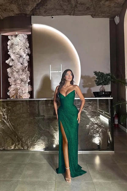 Gorgeous Royal Blue Split Strapless Prom Dress