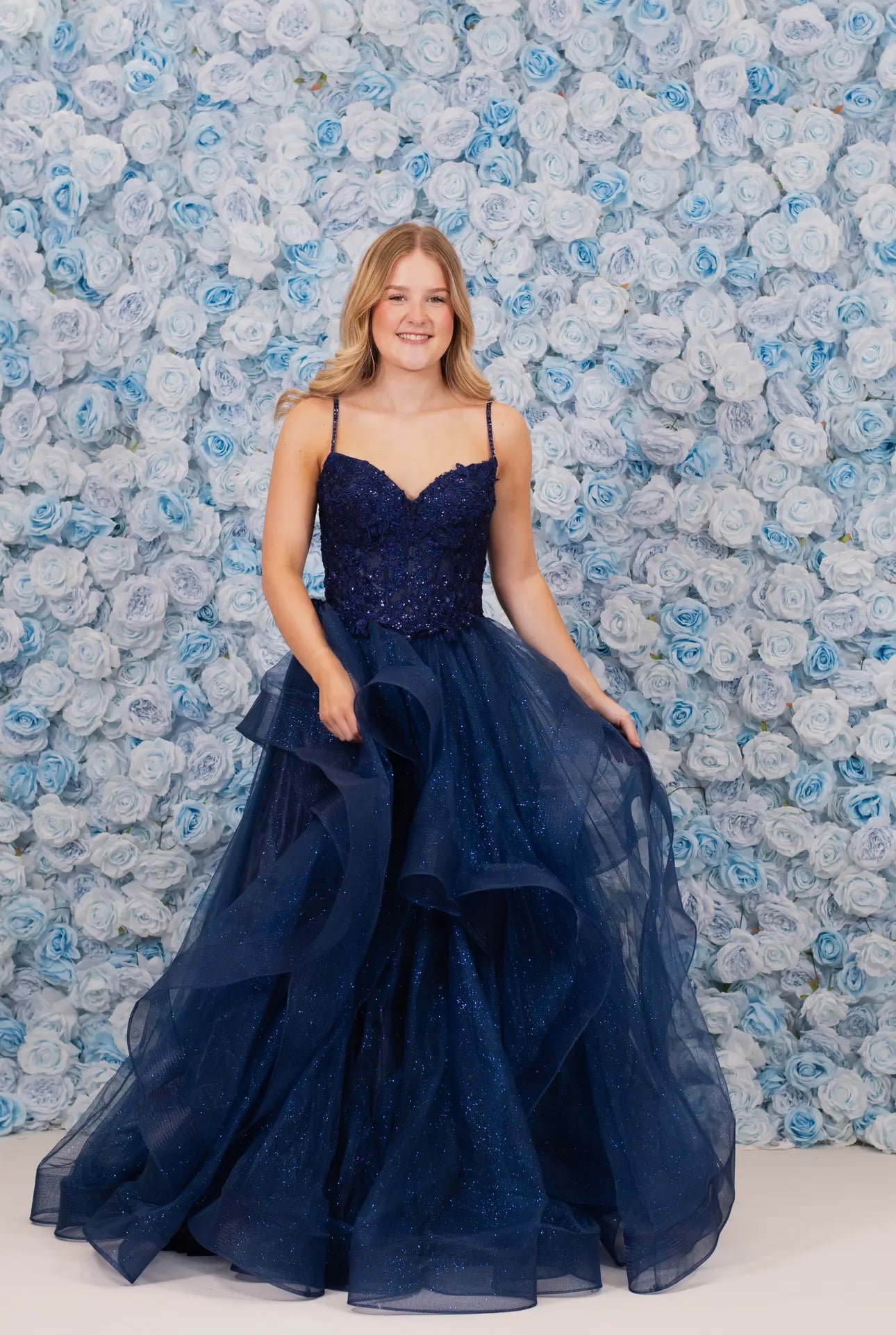 Gorgeous Glitter Tulle Ruffle Gown