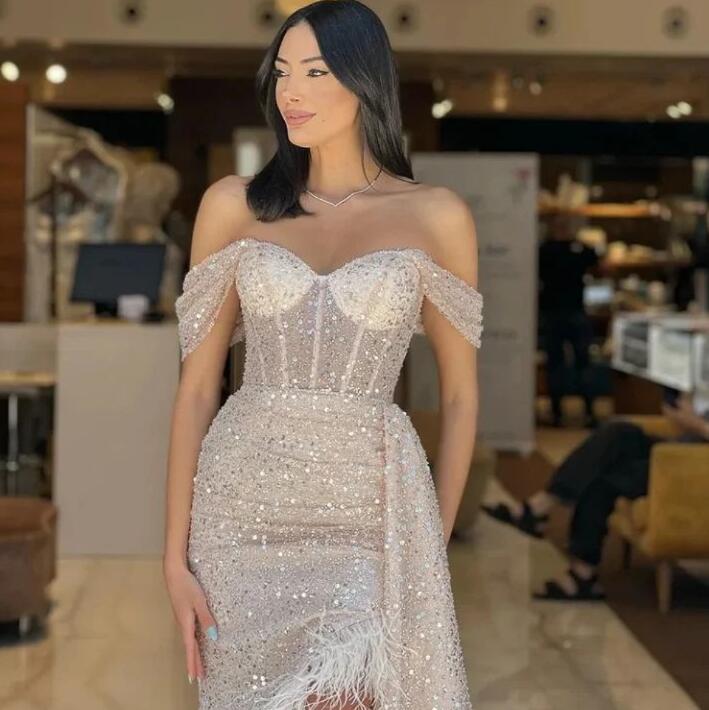 Charming Champagne Sequined Prom Dress