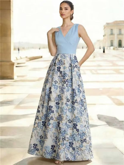Princess  Elegant Evening Gown Jacquard Floral Dress