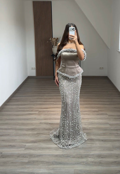 Simple A-Line Long Sleeves Empire-Waist Evening Formal Dress