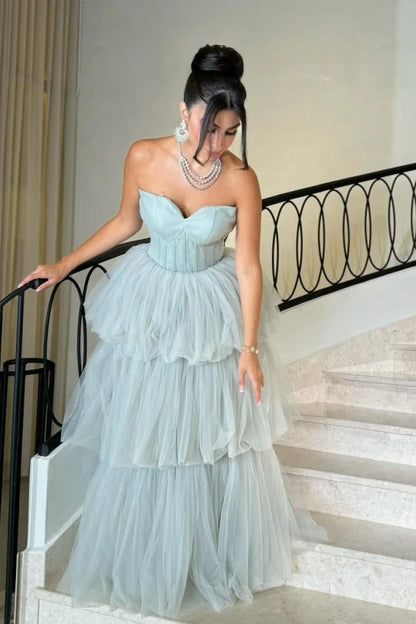 Tulle Strapless Multi-layered Evening Dress ZT0418