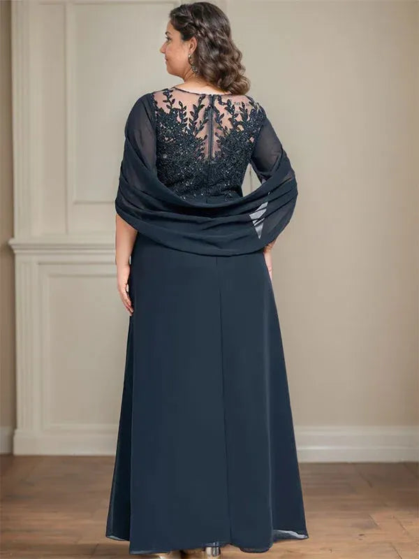 A-Line Scoop Floor-Length Mother of the Bride Dress