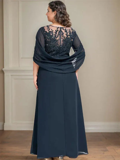 A-Line Scoop Floor-Length Mother of the Bride Dress