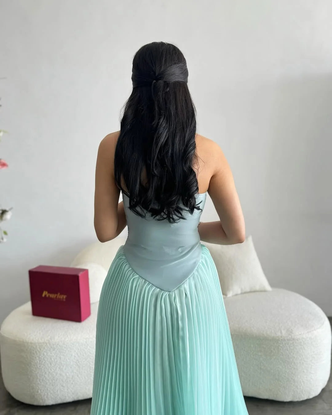 Stunning Mint Green Pleated Strapless Prom Dress