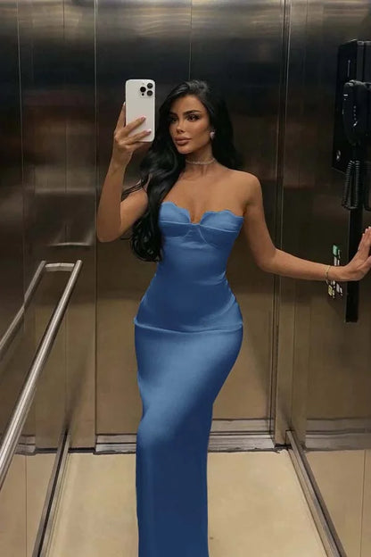 Ivory Back Slit Strapless Elegant Prom Dress