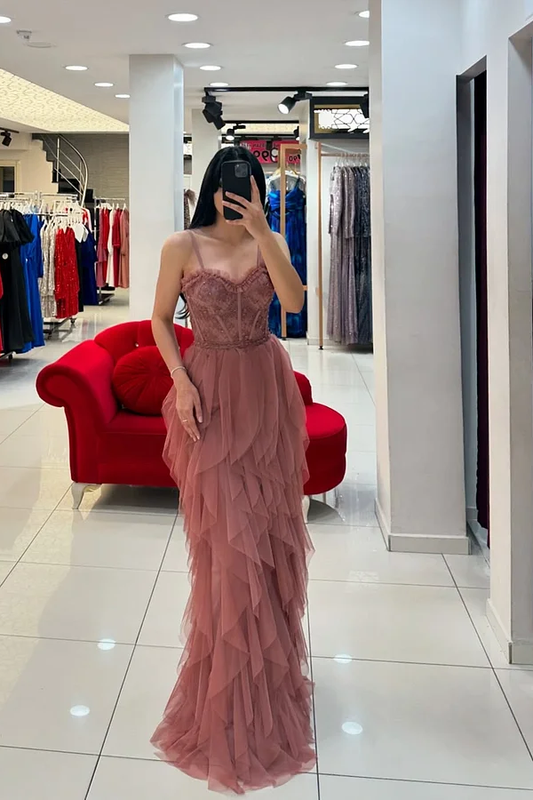 Sweetheart Spaghetti-Straps Sweet Tulle Prom Dress