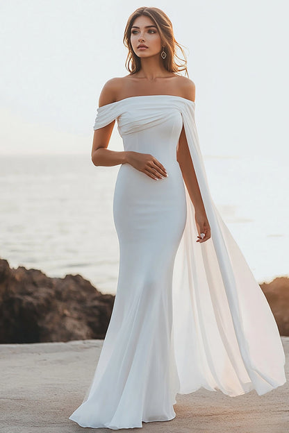 Off-Shoulder Strapless Mermaid Chiffon Bridal Dress
