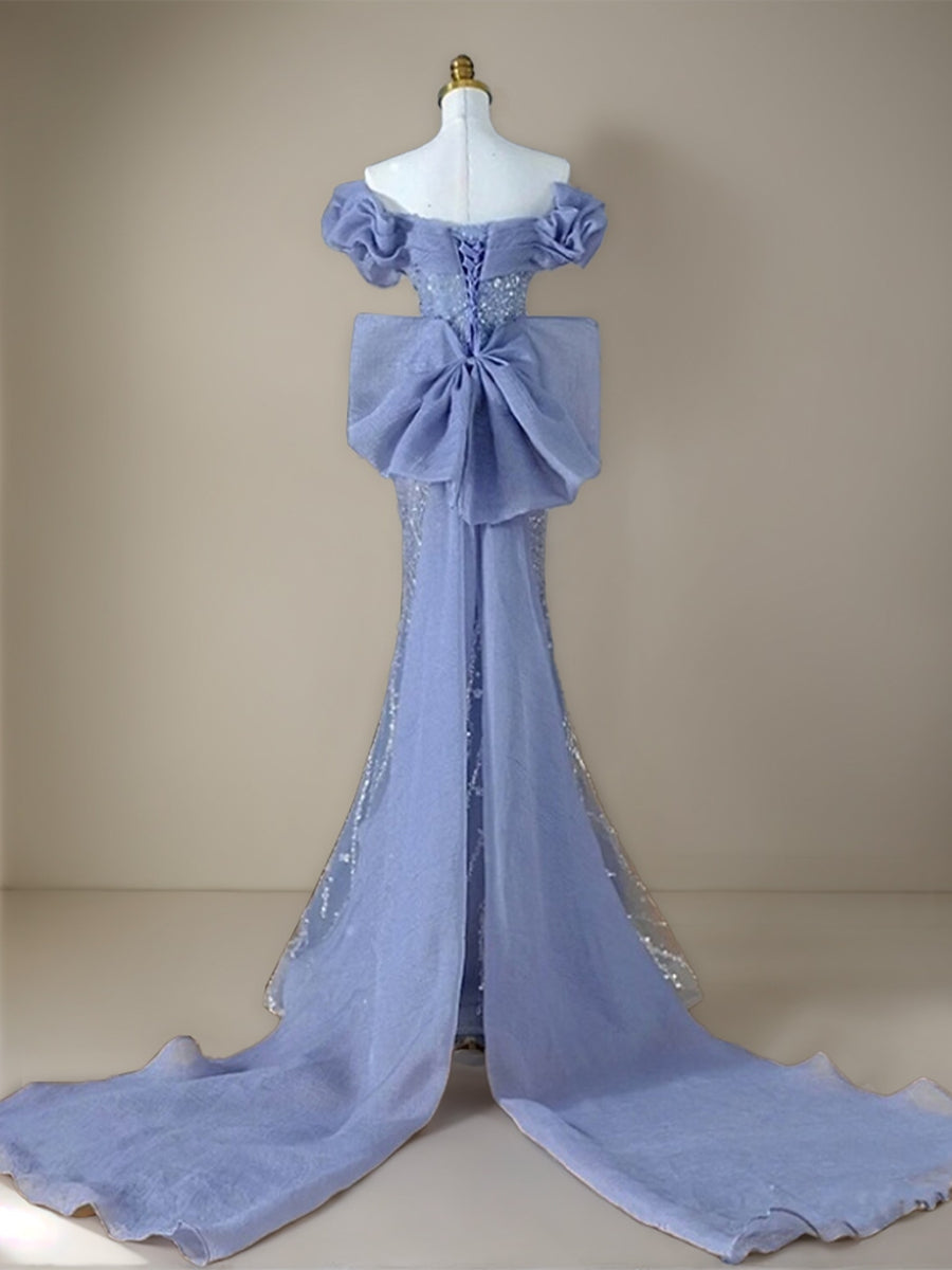 Mermaid V-Neck Short Sleeves Floor-Length Evening Dress