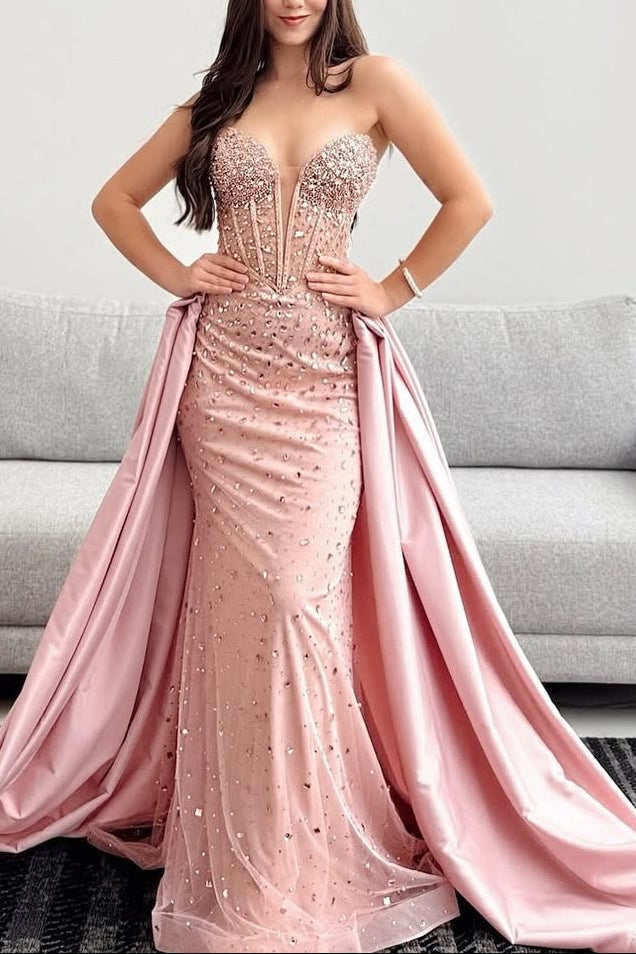 Dusty Pink Sweetheart Mermaid Evening Dress