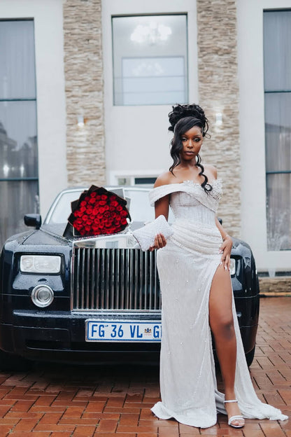 Modern Silver Off-the-Shoulder Sweetheart Mermaid Prom Dress