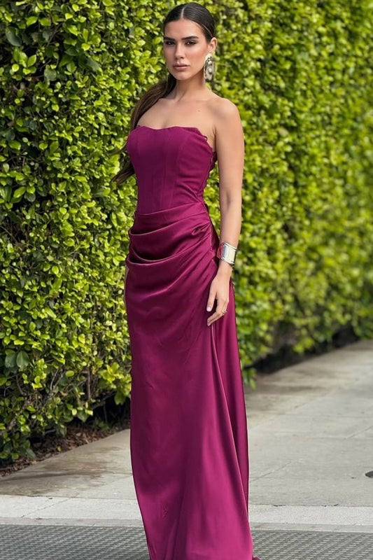 Alluring Orchid Strapless Prom Dress