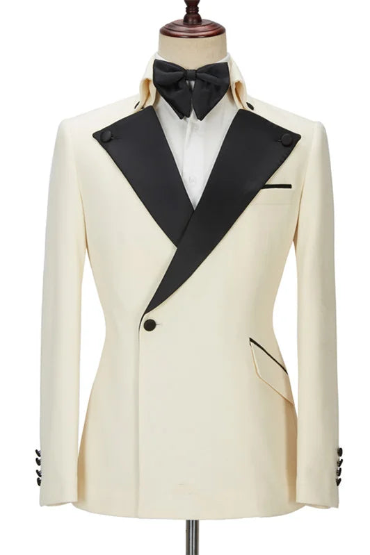 Handsome White Men's Wearhouse Wedding Suits Outfits With One Button New