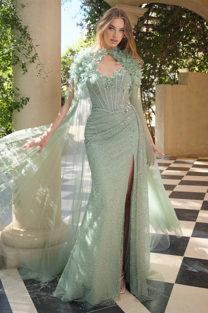 Exquisite Sweetheart Sequins Lace Sparkle Flowers Mermaid Side Slit Prom Dress