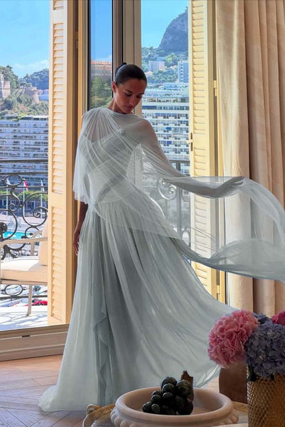 Strapless Sleeveless Long A Line Prom Dress With Pleated Tulle