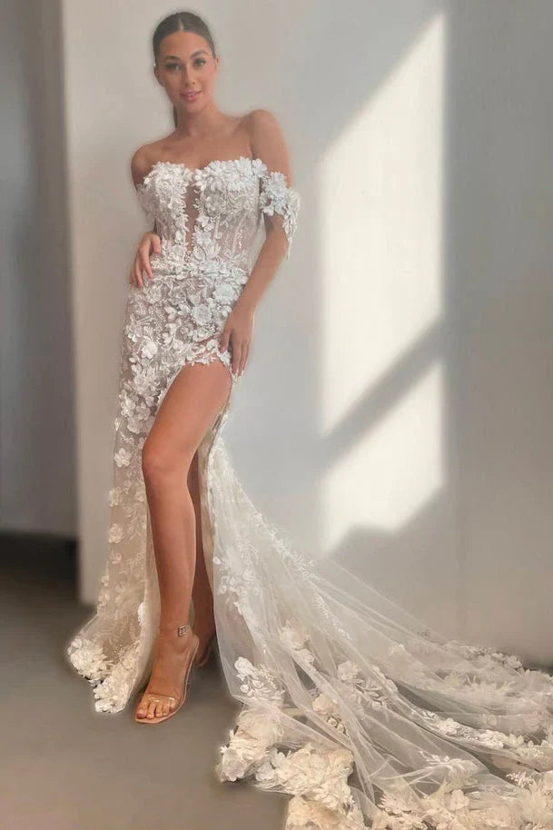 Charming Mermaid Sweetheart White Wedding Dress