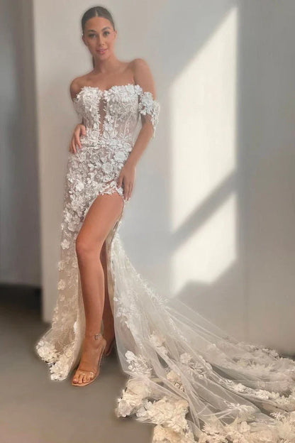Charming Mermaid Sweetheart White Wedding Dress