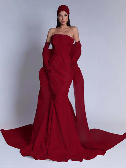 Chic Strapless Sleeveless Long Mermaid Prom Dress