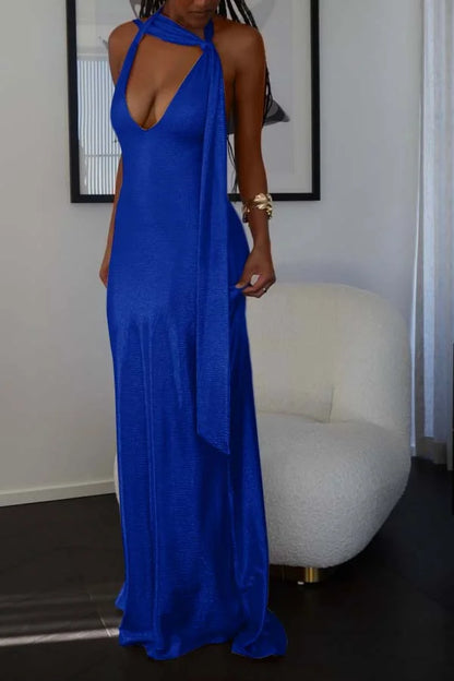 Pearl Pink Halter V-neck Sheath Shining Prom Dress ZT0665