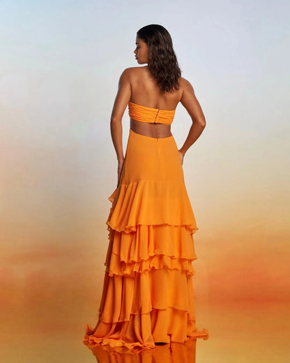 Royal Blue Sweetheart Halter Chiffon Ruffles Prom Dress ZT0682