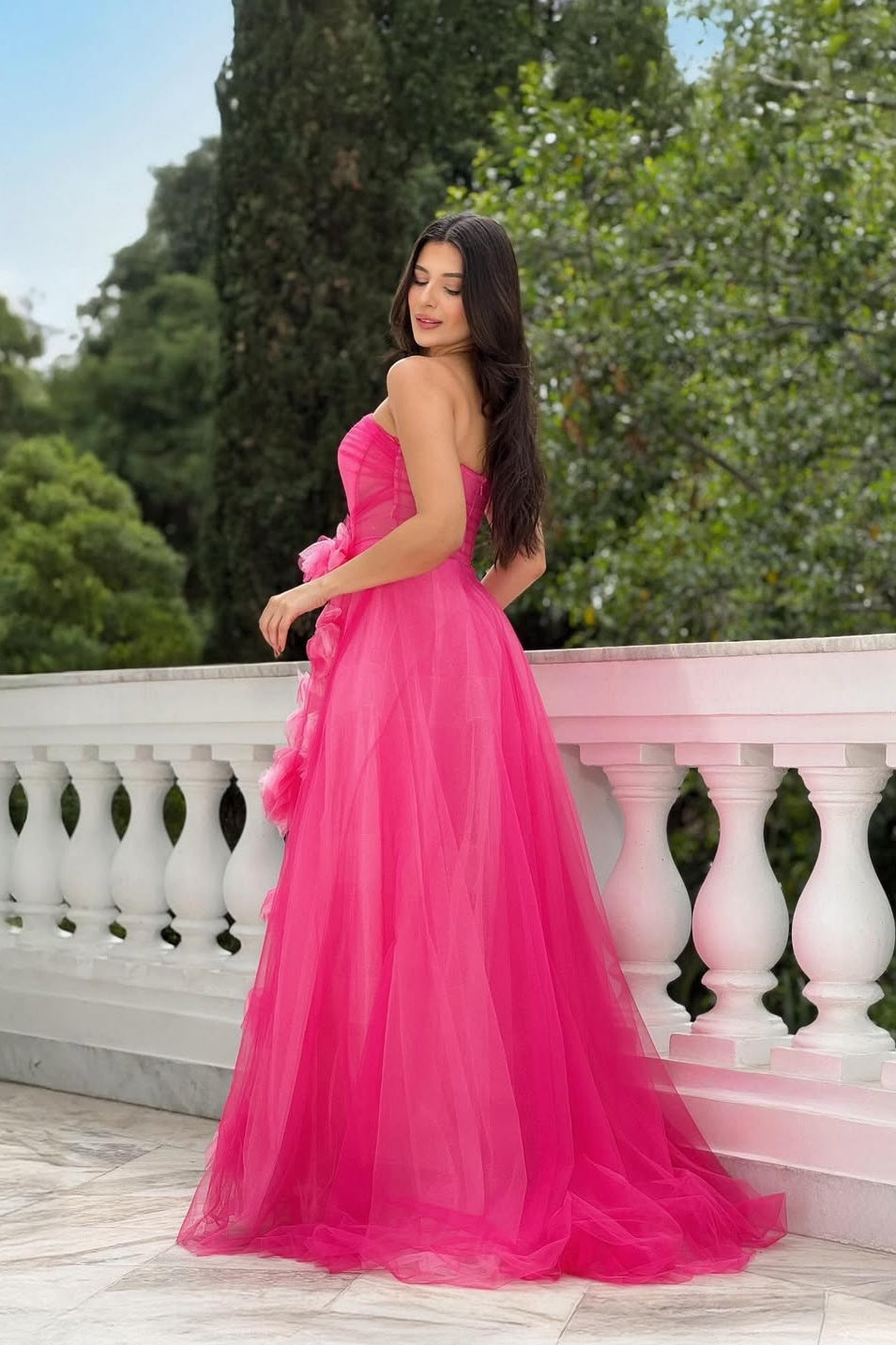 Strapless Sleeveless Long A-Line Pleated Prom Dress