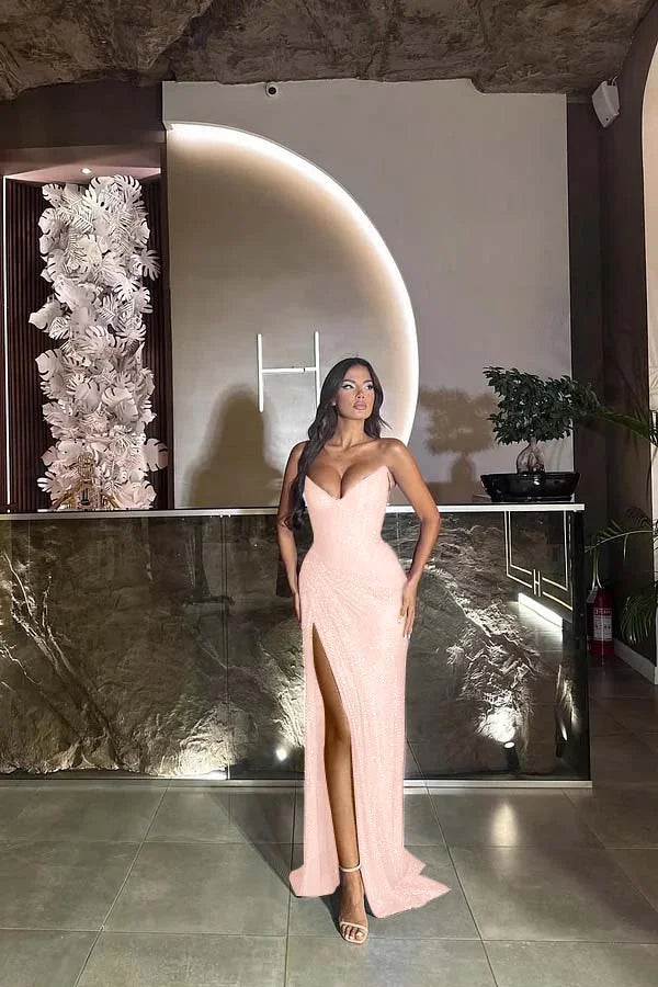 Gorgeous Royal Blue Split Strapless Prom Dress