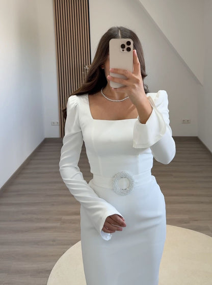 Elegant Long Sleeves Scoop Backless Evening Dress