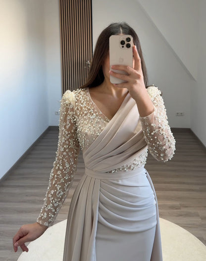 Sheath Spaghetti Straps Square Slit Cape Evening Dress