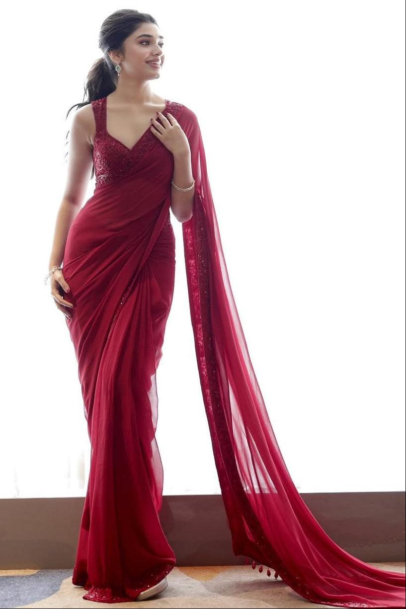 Chiffon Spaghetti Straps Long Pleated Prom Dress With Beaded