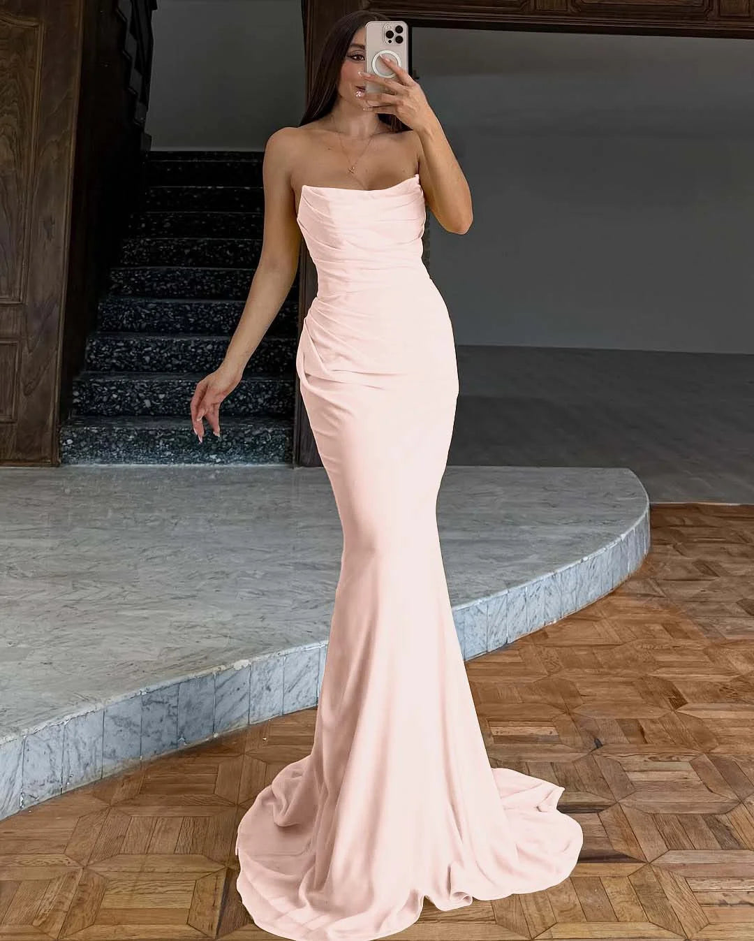 Elegant Yellow Chiffon Mermaid Long Prom Dress