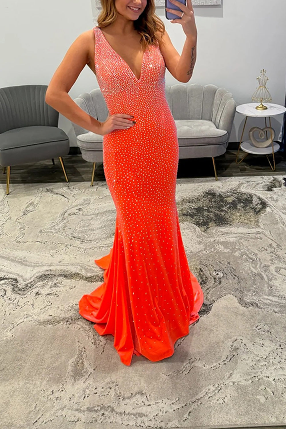 Mermaid Deep V Neck Backless Burgundy Satin Long Prom Dress