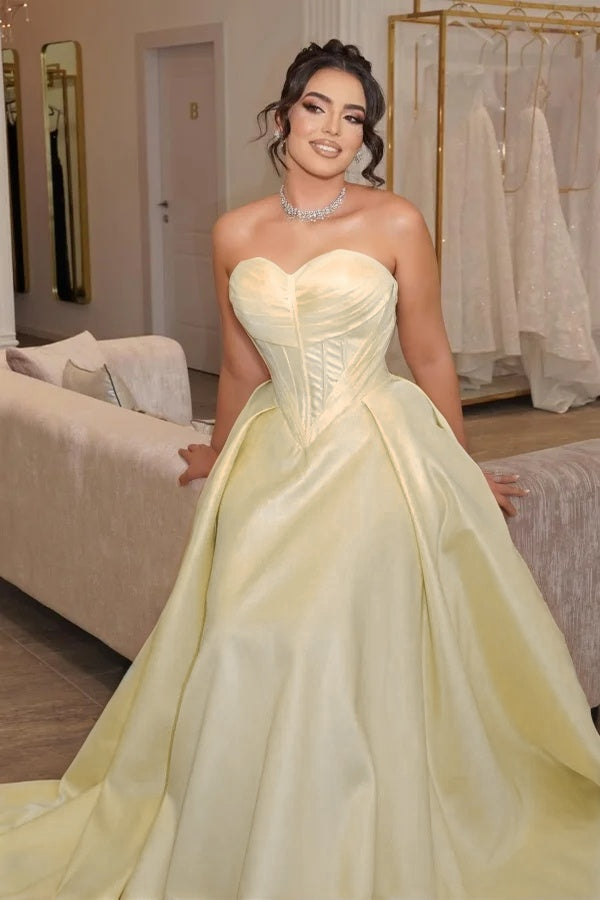 Strapless Sleeveless Long Pleated Mermaid Prom Dress With Corset