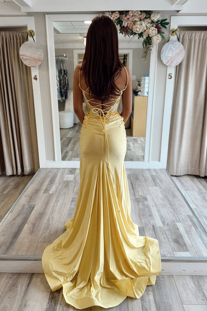 Fashion Mermaid V Neck Satin Long Prom Dress with Beading