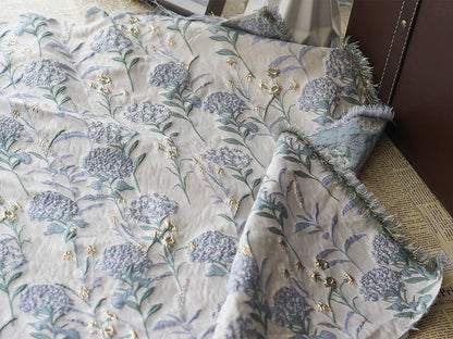 V-Neck 3/4 Sleeve A-Line Flowers Floral Print Ankle-Length Evening Dress