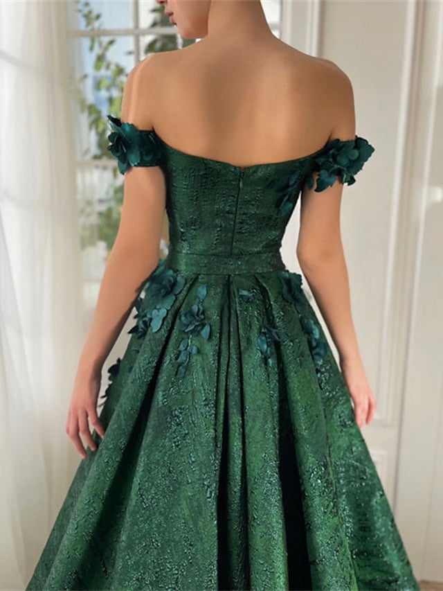 Princess Off-Shoulder Sleeveless Floor-length Long Prom Floral Dress