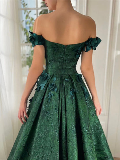Princess Off-Shoulder Sleeveless Floor-length Long Prom Floral Dress