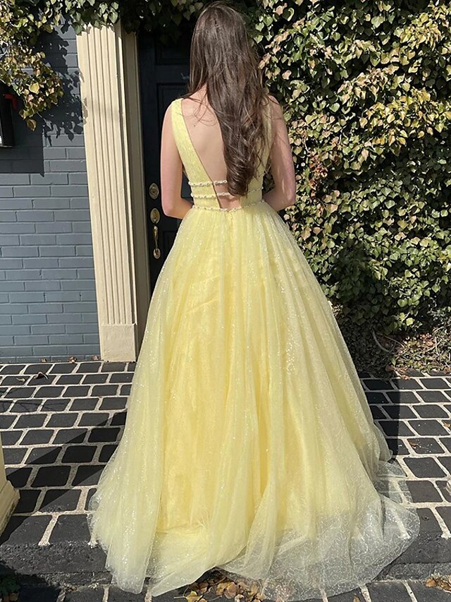 Princess V-Neck Floor-length Prom Dresses