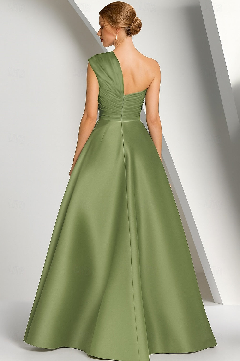 One Shoulder Sleeveless Bow Sequins Sparkle Evening Dress