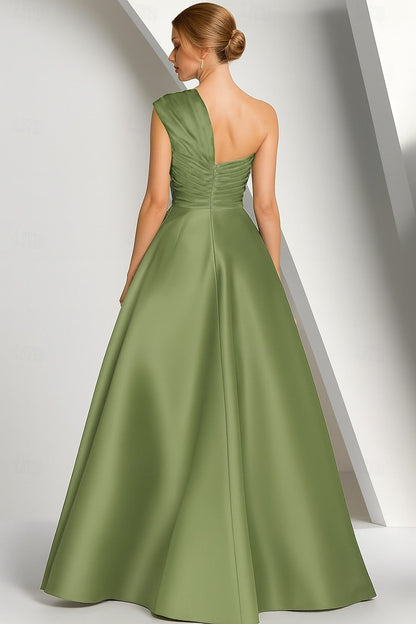 One Shoulder Sleeveless Bow Sequins Sparkle Evening Dress