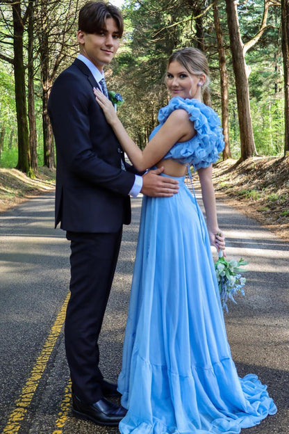 A-line Beach Fuchsia Evening Dress Sexy with Ruffles